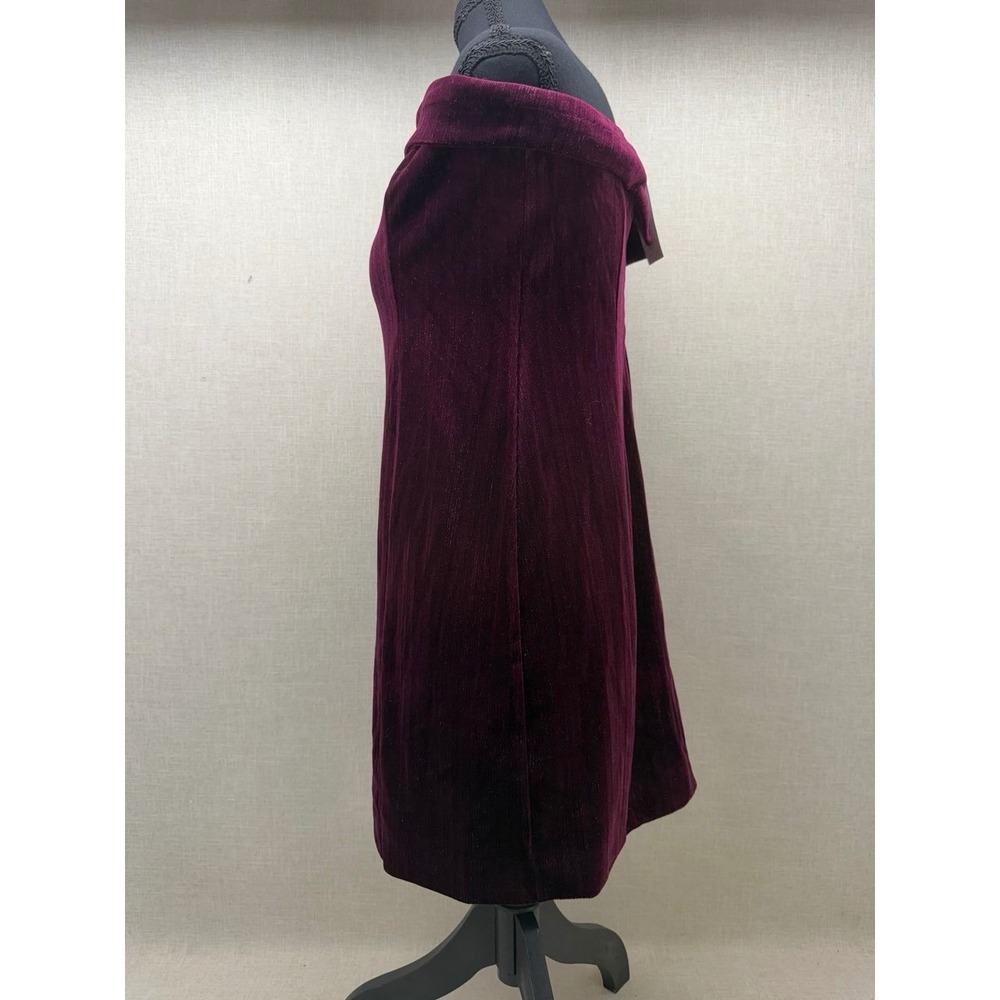 Nordstrom Burgundy Metallic Velvet Off The Shoulder Cocktail Dress Size M NEW